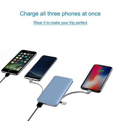 ইনবিল্ট কেবল 10000mAh 210g আল্ট্রা স্লিম পাওয়ার ব্যাংক
